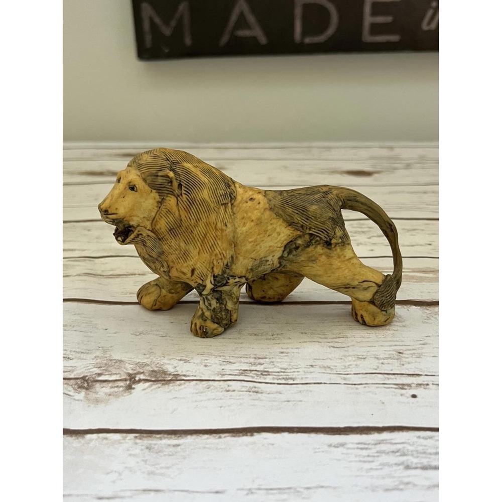 Vintage Hand Carved Lion Figurine